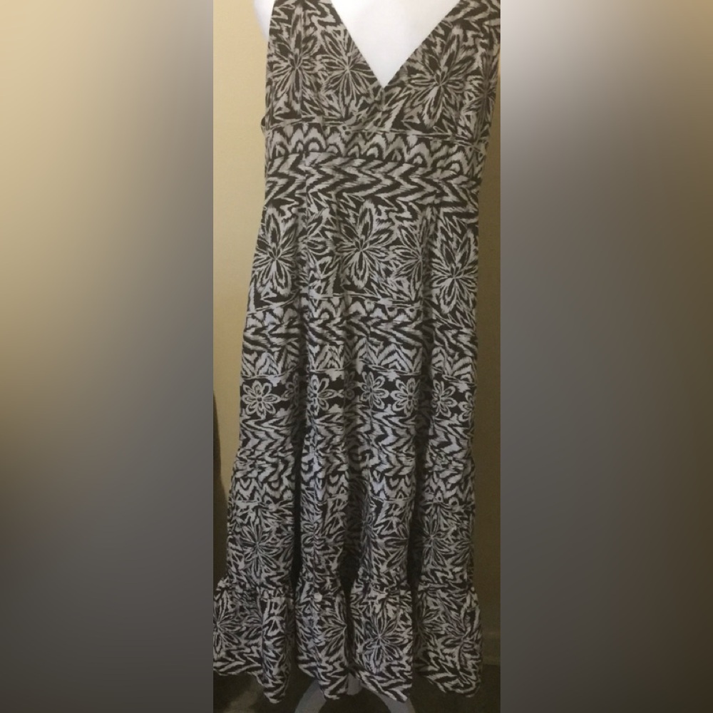 Brown and White Patterned Dress